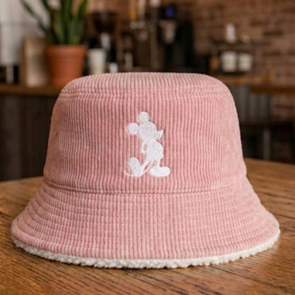 Disney Pink Corduroy Hat with White Design